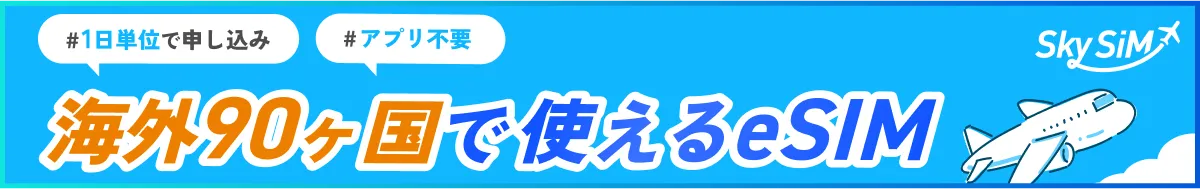 海外90ヶ国で使えるeSIM